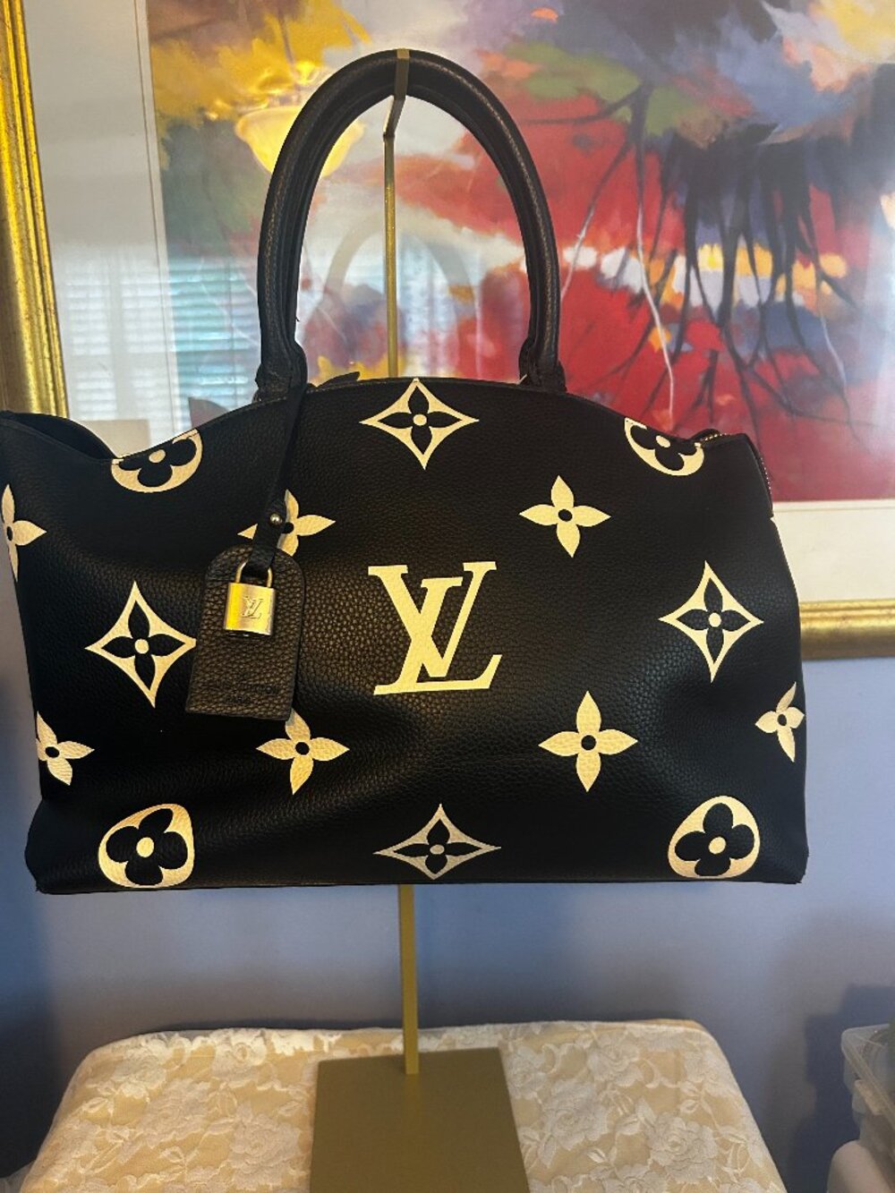 Designer Inspired Black & Cream Satchel NWOT